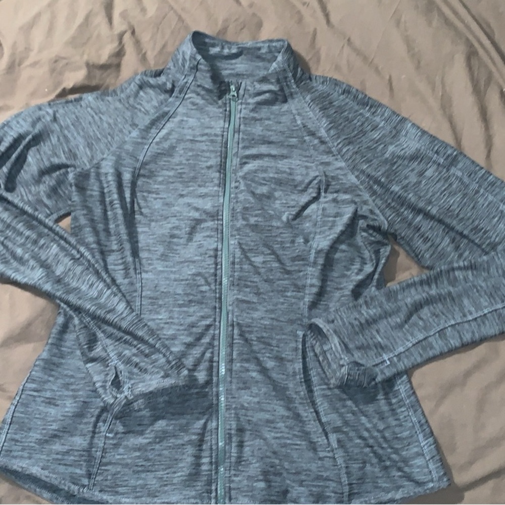 Womens Yogalicious Lux Yoga jacket with thumb holes- Olive green XL